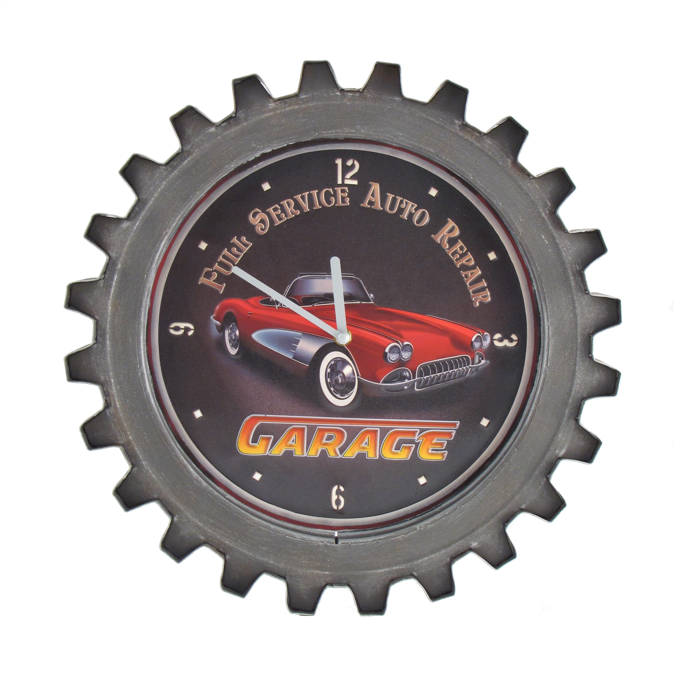 "Red Garage" Retro Style Muscle Car Wall Clock
