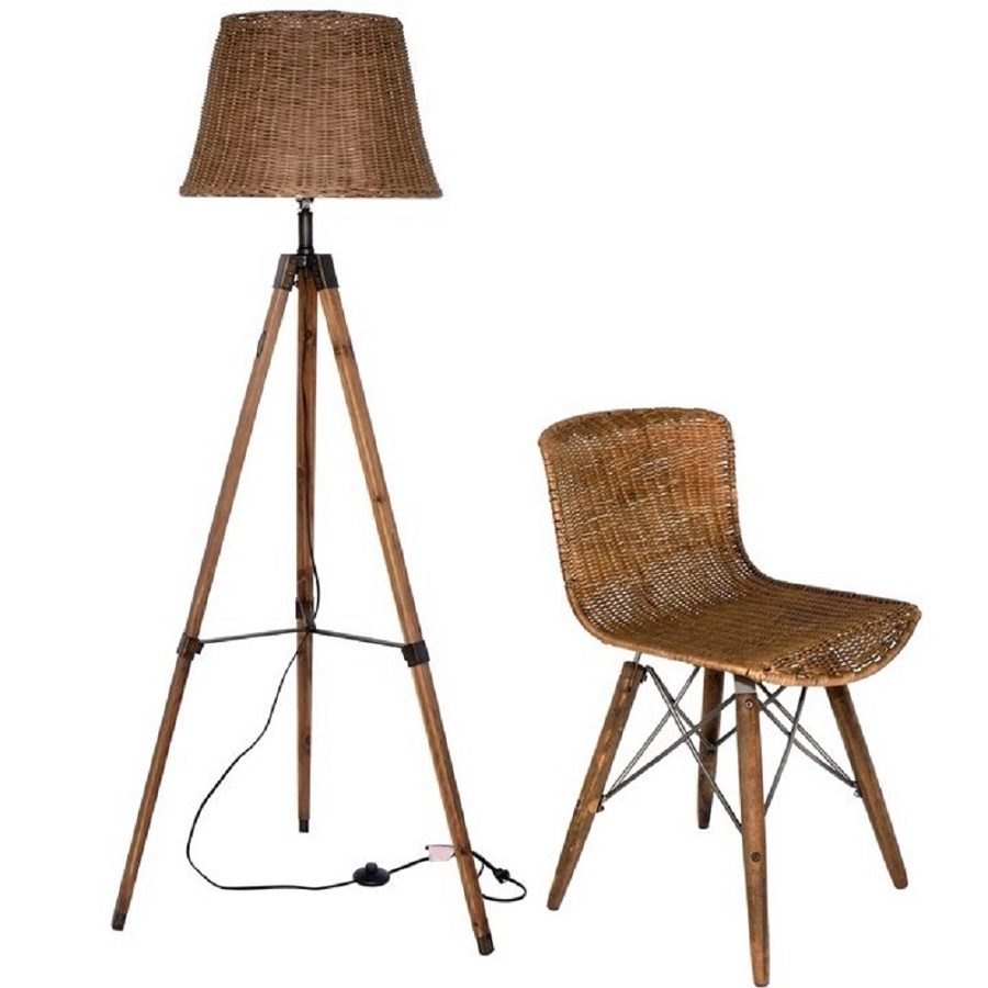 rattan tripod floor lamp