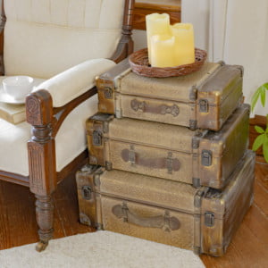 Three Stacked Bamboo Trunks with Candles on Top for decoration