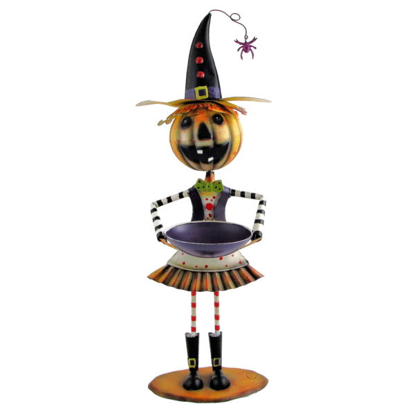 Jack-O-Lantern Head Girl with Witch's Hat and Tray