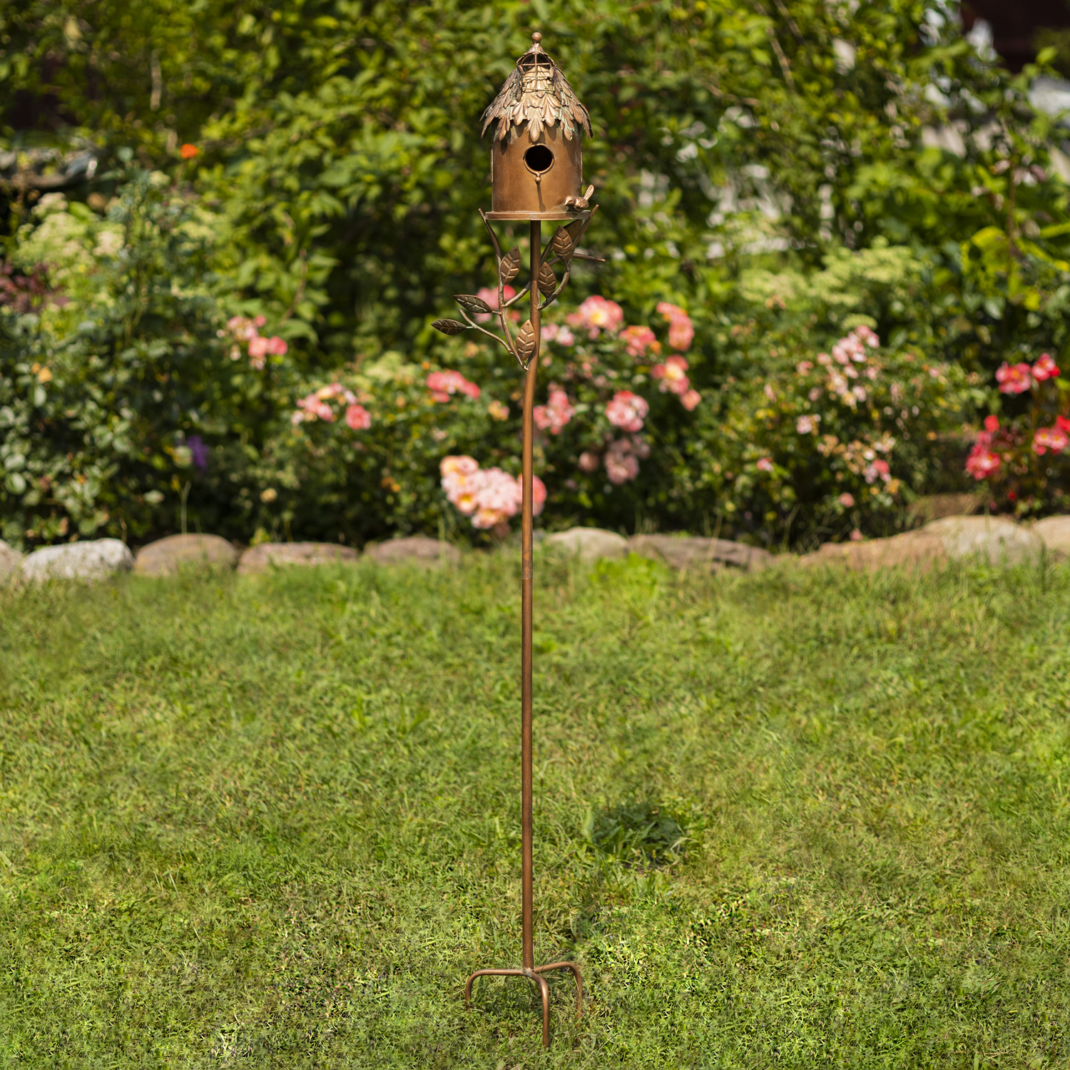 Round House Metal Copper birdhouse garden stake 2024