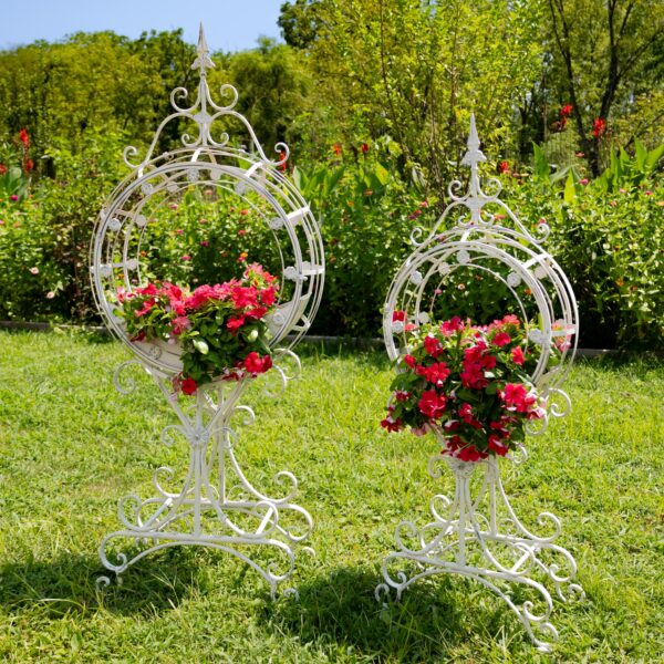Beautifully detailed with small flowers, curlicues, and topped with fleur-de-lis these are as beautiful as they are functional.