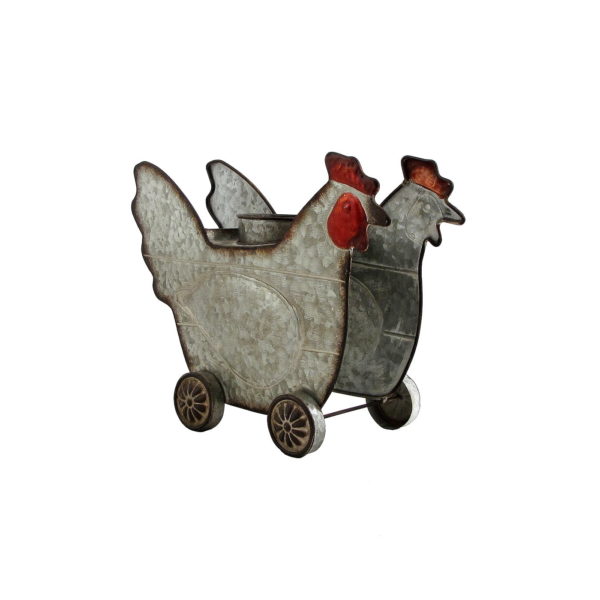 Galvanized Farm Animal Planter - Chicken