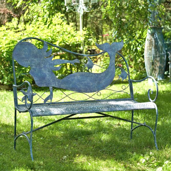 Coastal Iron Mermaid Bench