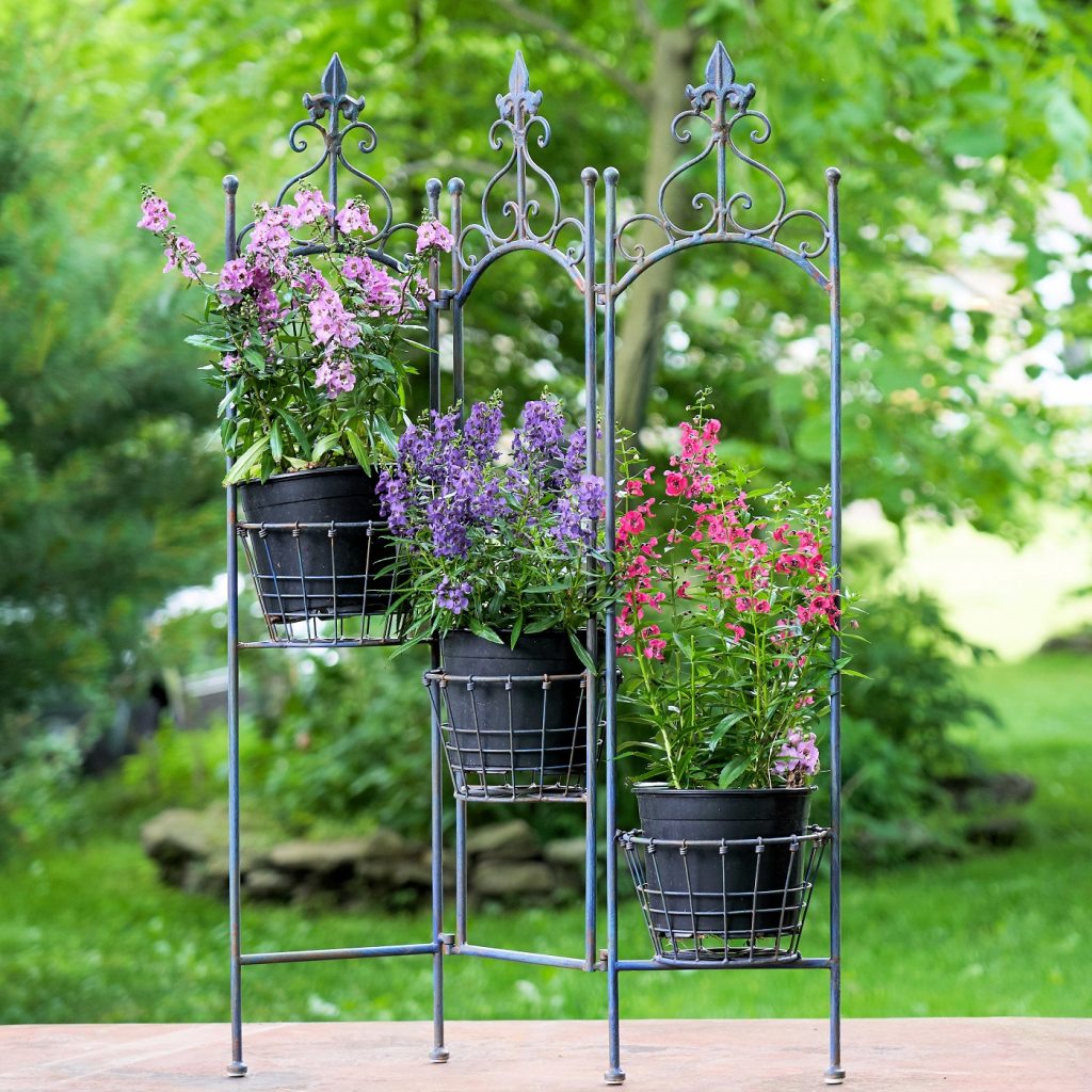Metal Folding Plant Stand With Baskets Stephania