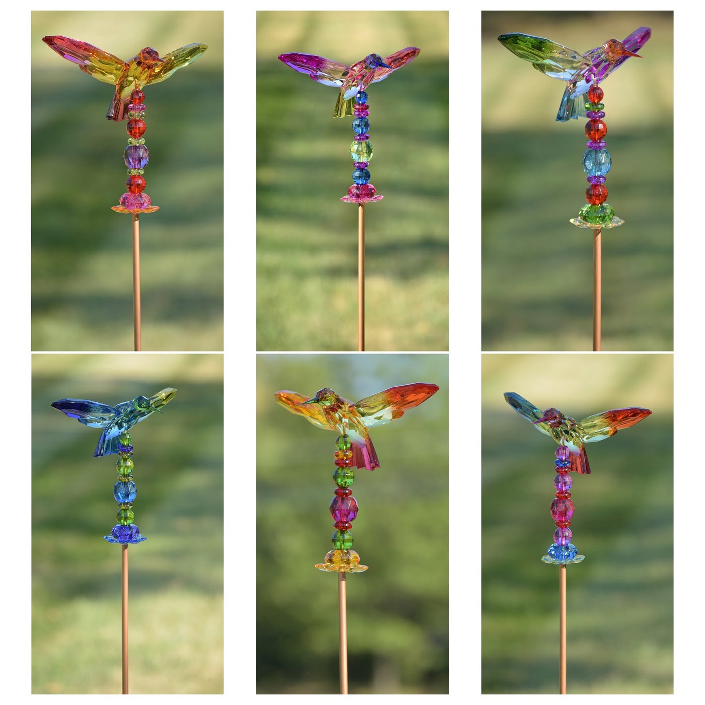 54" Five Tone Acrylic Hummingbird Garden Stakes in 6 Assorted Colors