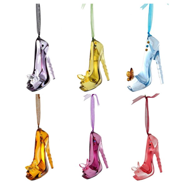Set of 6 Acrylic Hanging Shoe Ornaments in Assorted Colors