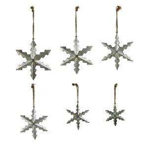 Set of 6 Hanging Galvanized Stars in Assorted Sizes