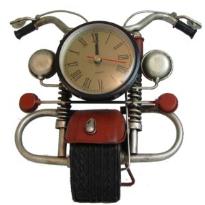 Closeup of Metal Motorcycle Tabletop Clock