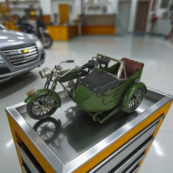 Retro Model Motorcycle Decoration with Side Cart
