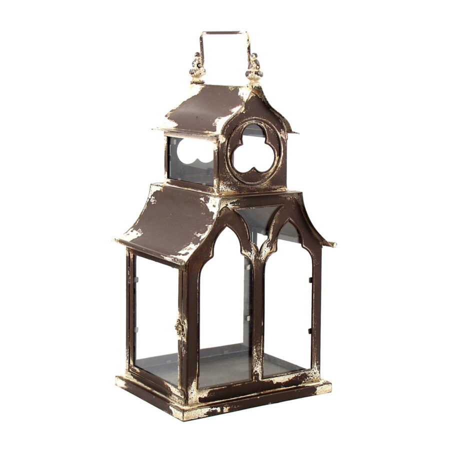 20.45 T. Old Style Garden Lantern in Antique Brown & Cream