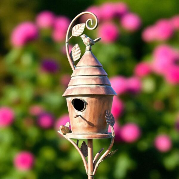 Antique Copper Saran Birdhouse Stake "Mary"