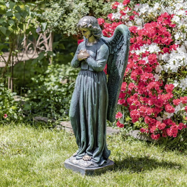 47 Tall Standing Magnesium Angel Holding Heart Evangeline in Bronze
