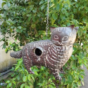Galvanized Hanging Animal Birdhouse - Cat