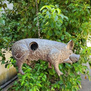 Galvanized Hanging Animal Birdhouse - Pig