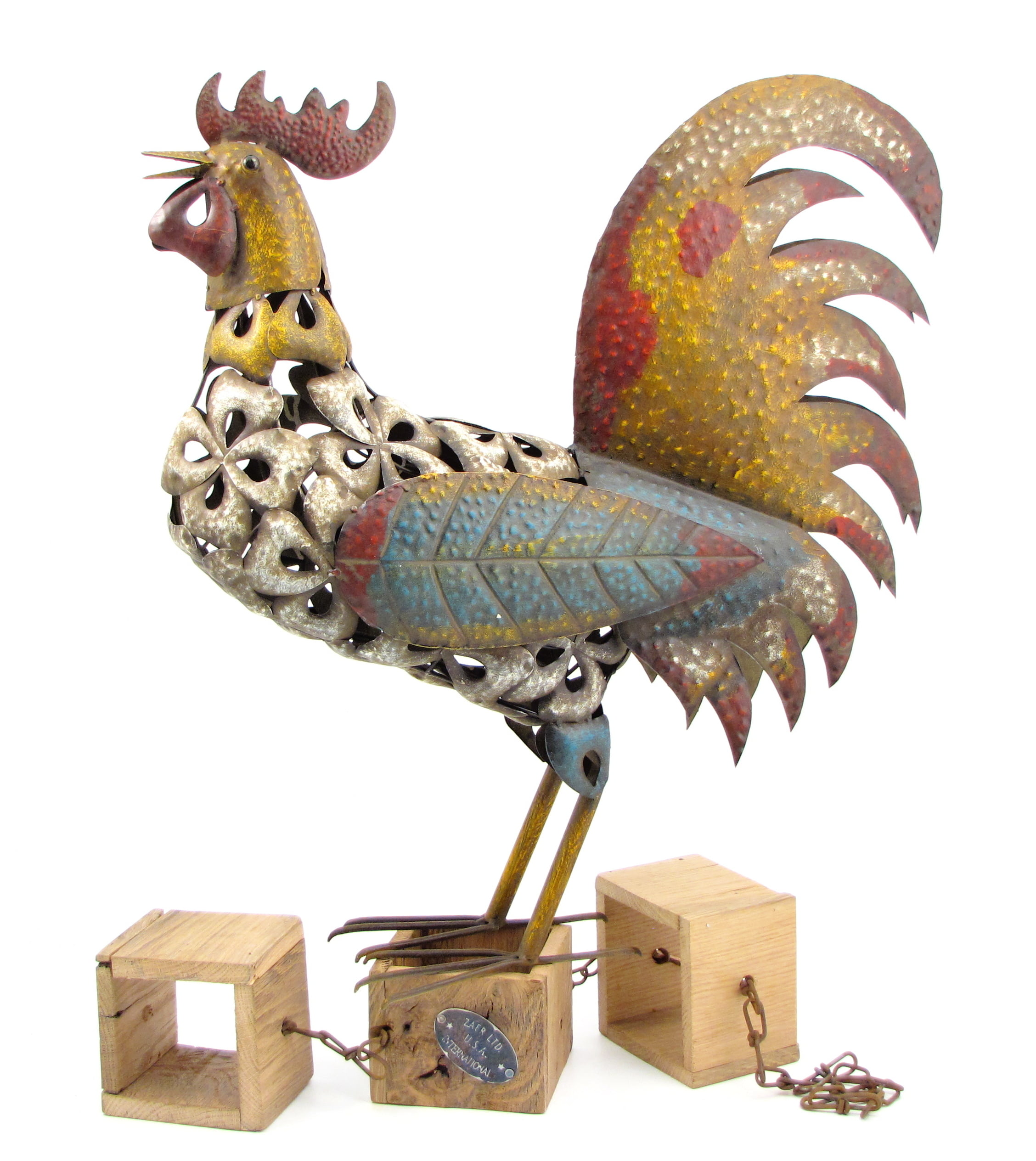 Painted Metal Rooster - &quot;Summer&quot; - Lesera