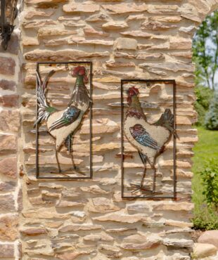 Set of 2 Rooster and Hen Three-Dimensional Framed Hanging Wall Decor
