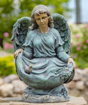 Full View of Angel with Bird Details Sitting Indian Style