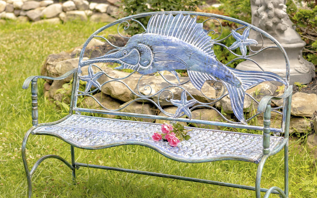 Coastal Swordfish Bench with Curved Seat