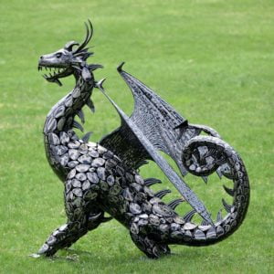 Metal Dragon Showing its Tails Curled