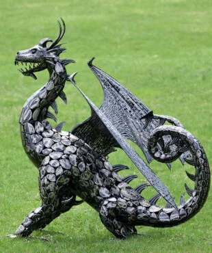 Metal Dragon Showing its Tails Curled