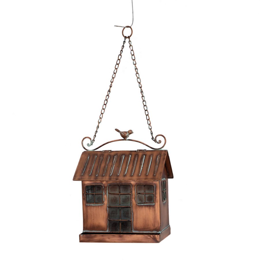 Hanging Iron Bird Feeder with Antique Copper Finish Cottage