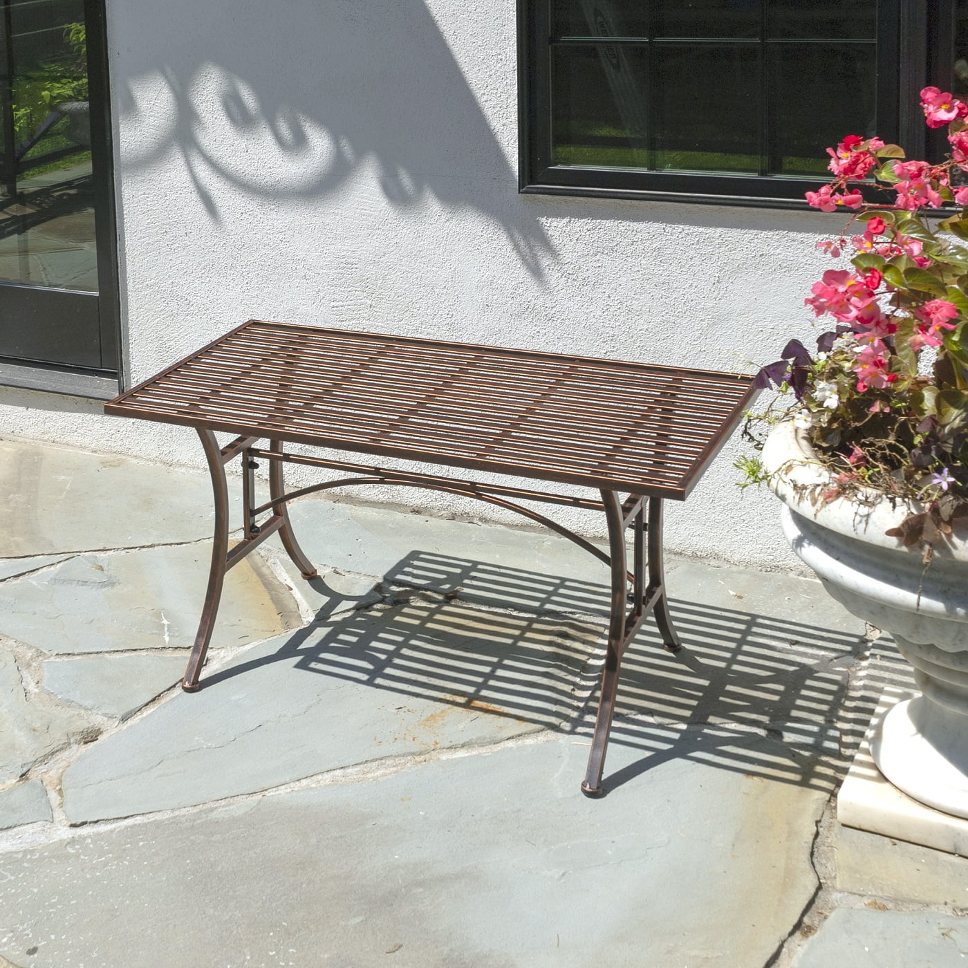 Bronze Table with what looks like a Ribbed Design