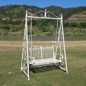 Iron Swing Bench in Antique White