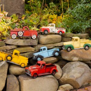 Set of 6 Assorted Vintage Iron Pickup Truck Tabletop Decorations Image