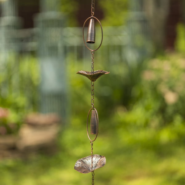 76 Long Iron Rain Chain with Mushrooms in Antique Bronze