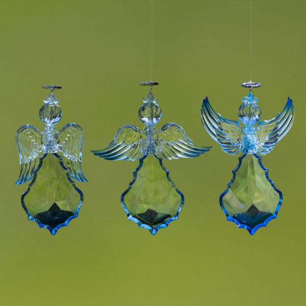 Three Acrylic Angels in a Blue Finish
