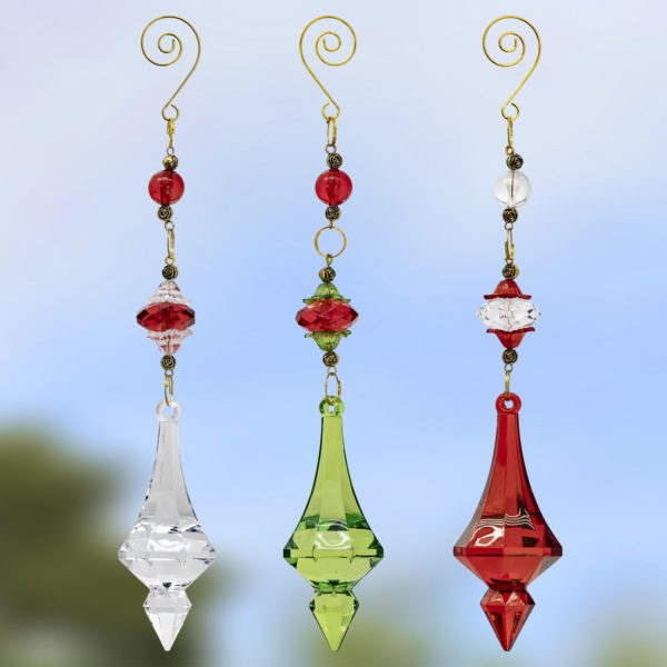 9 Long Hanging Acrylic Crystal Decoration in 3 Assorted Colors