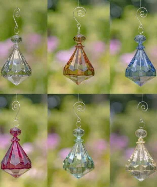 collage of 6 assorted colors acrylic diamond hanging ornaments