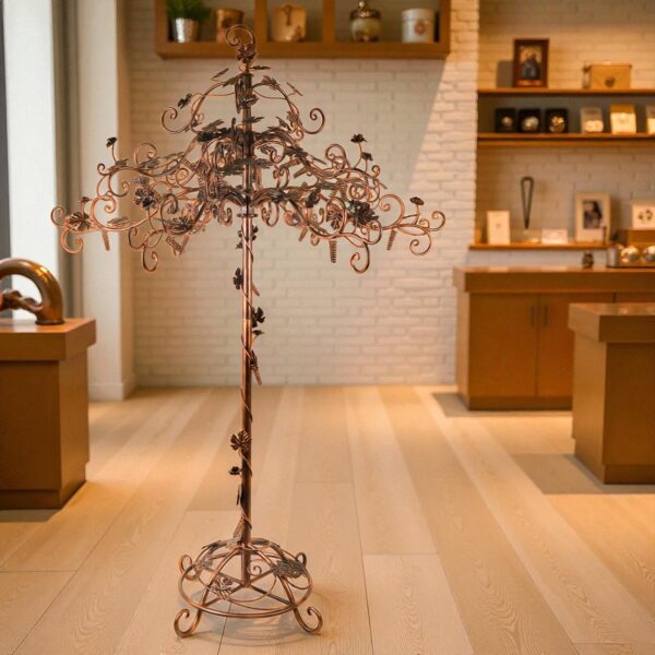67" Tall Medium Standing Iron Rose Tree Display "Stephania"