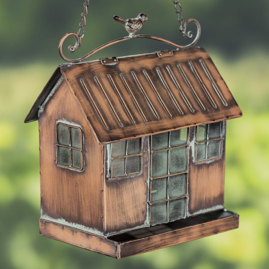 Hanging Iron Bird Feeder with Antique Copper Finish "Cottage" - Image 8