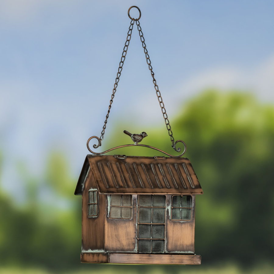 Hanging Iron Bird Feeder with Antique Copper Finish "Cottage" - Image 9