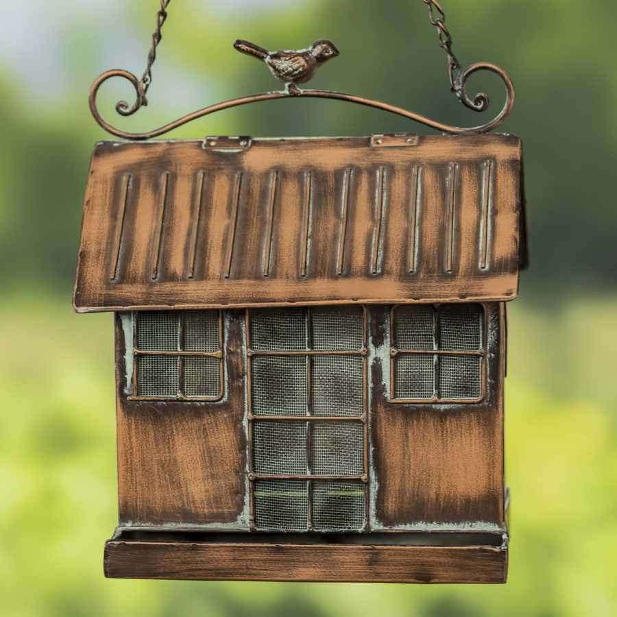 Hanging Iron Bird Feeder with Antique Copper Finish "Cottage" - Image 4