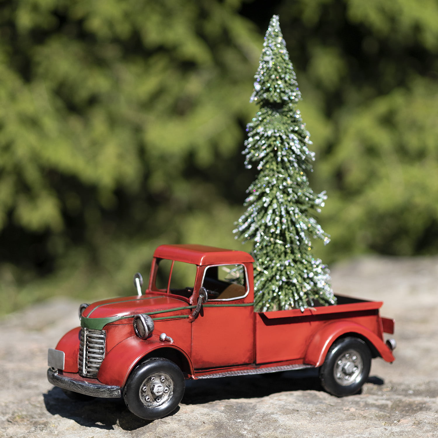 12.5 Country Style Red Pickup Truck with Christmas Tree