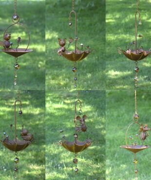 Six Assorted Iron Rain Chains with Animal and Umbrella
