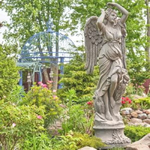six foot tall beautiful stone angel garden statue with wings