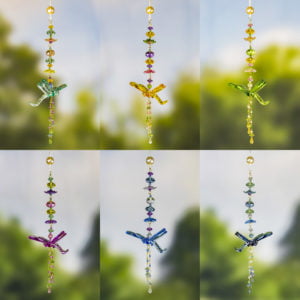 13 Long Acrylic Dragonfly Ornament with Dangling Beads in 6 Assorted Colors