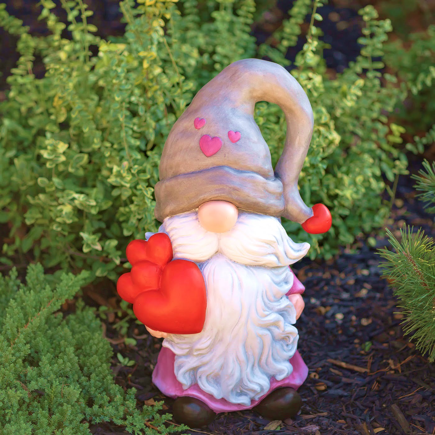 Gnome in Grey Hat with Hearts