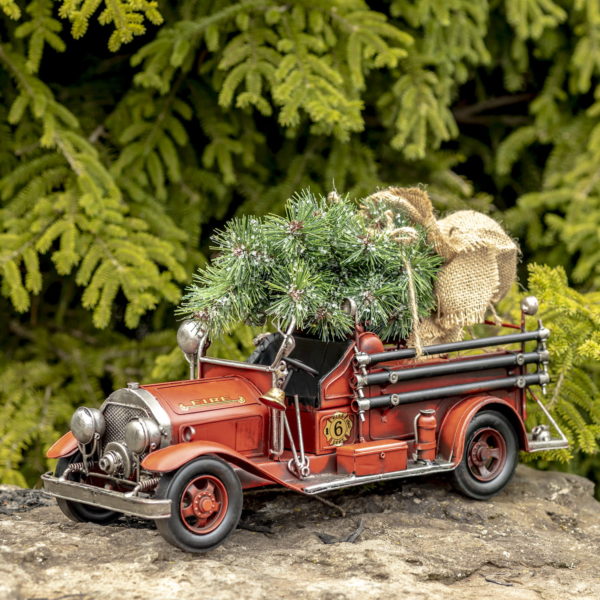 Vintage Iron Truck with with Christmas Tree On Top