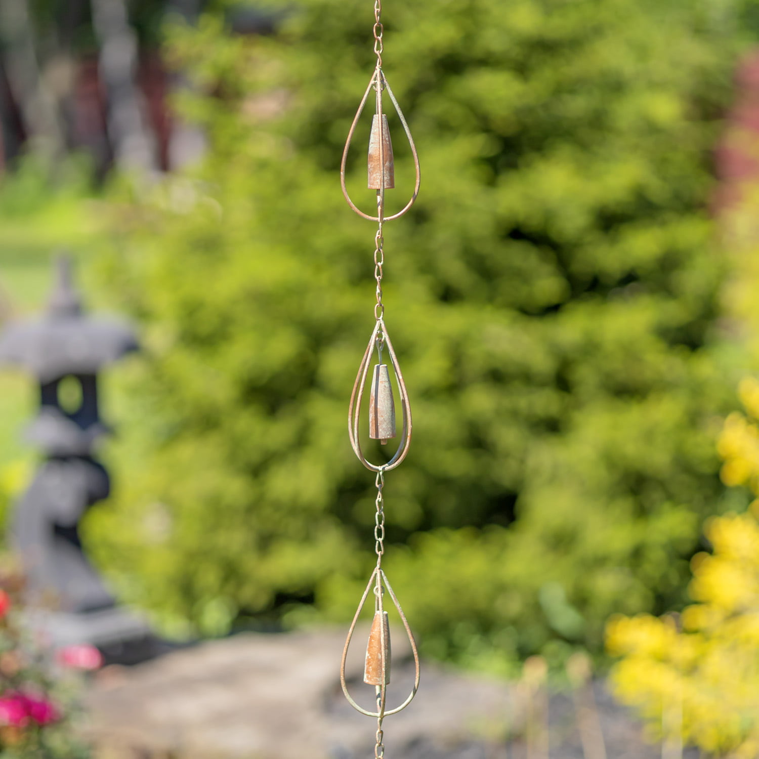 76" Long Antique Bronze Rain Chain with Bells Lesera