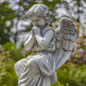 28 inch tall praying angel child statue in grey