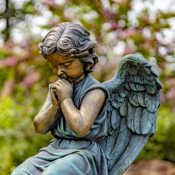 28 inch tall praying angel child statue in bronze