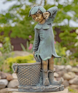 30 Tall Magnesium Fairy Garden Statue with Basket in Antique Bronze Oliver