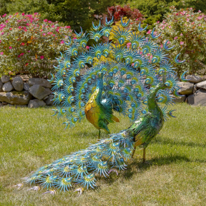 Set of 2 Large Peacocks with Crystal Detail “Gem and Jewel”