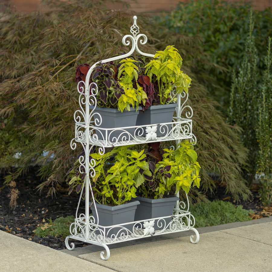 White Plant Stand with two tiers