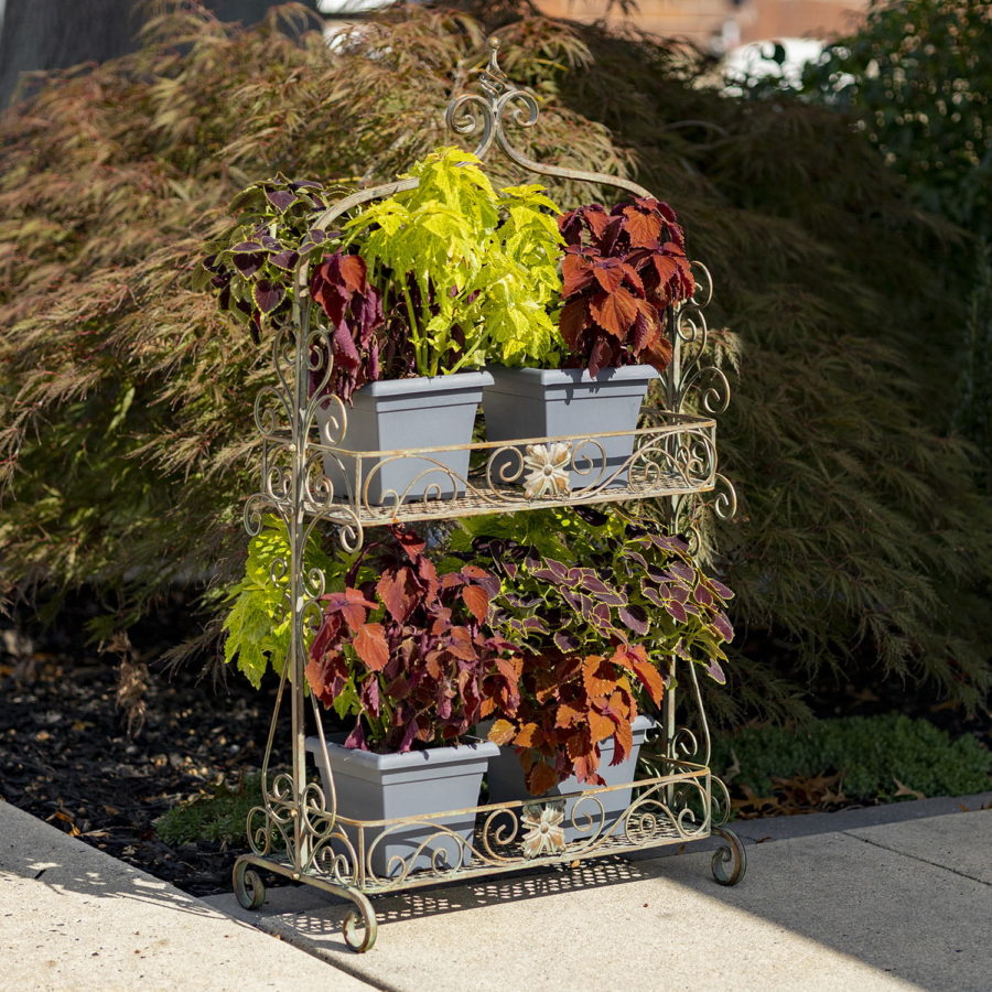 Green Plant Stand with two tiers